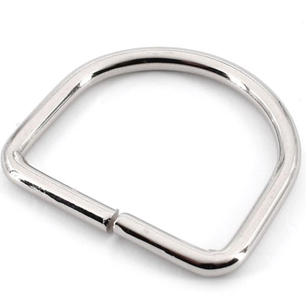 D-5631-ni-8-TV-600-D-Ringe-halbrunde-Ringe-nickel-Taschen-Lederwaren D-Ring, vernickelt, für 40 mm